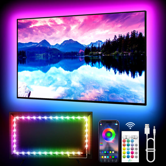 KANTUTOE TV LED Backlight, 9.84ft TV LED Lights for 32-45 Inch, TV Backlight, RGB LED Lights for TV with Remote, Music Sync Bluetooth APP Control TV LED Strip Lights USB Powered for Bedroom