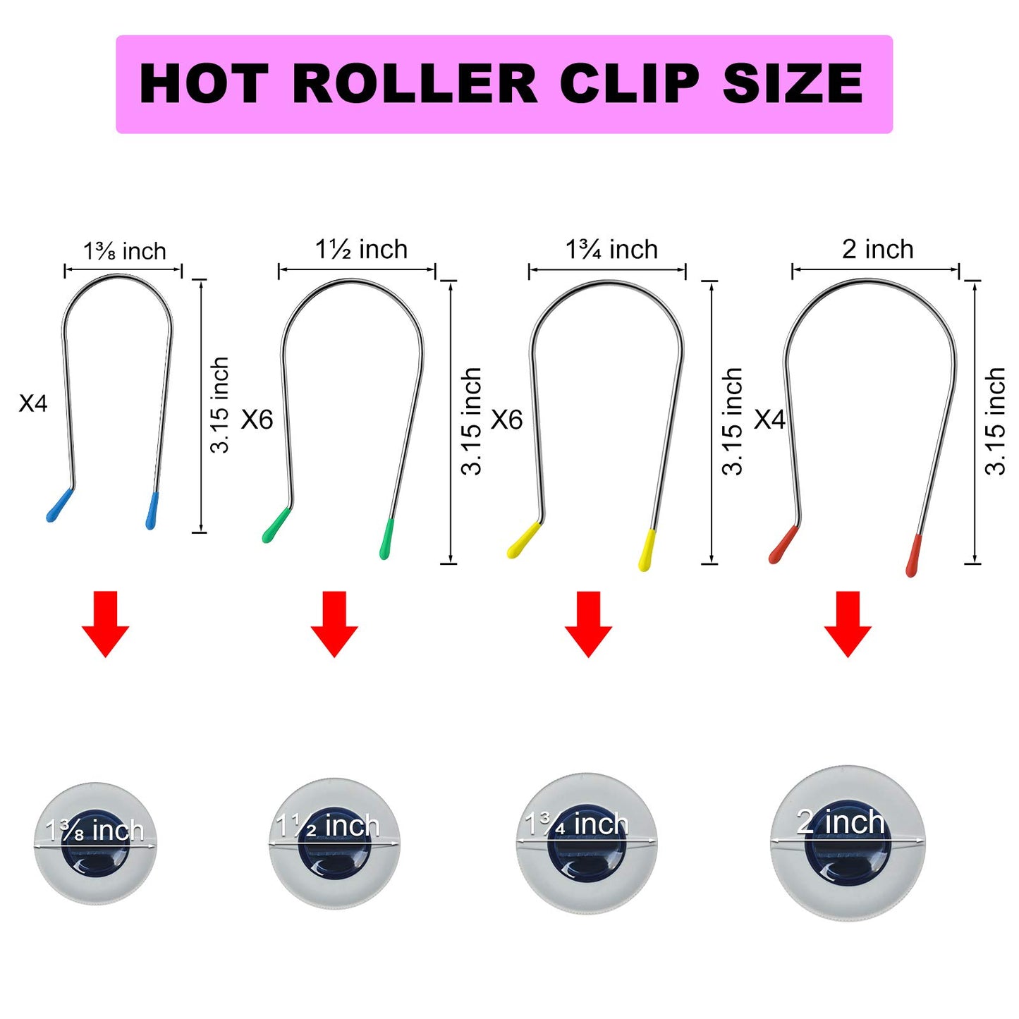 Hot Curler Clips Replacement Hot Roller Clips Rollers Securing Pins Fits 1¾ inch Hot Rollers Curlers