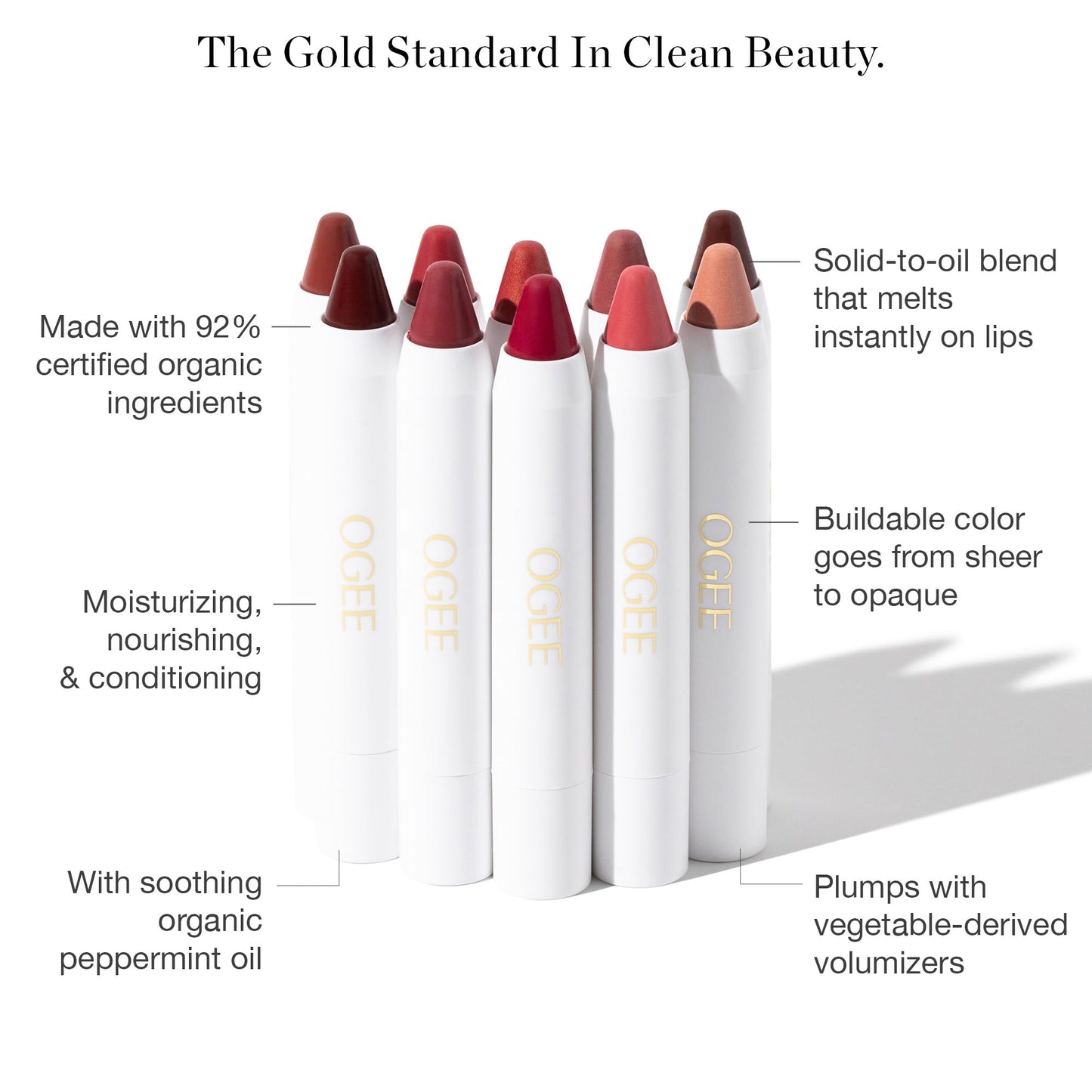 Ogee Tinted Sculpted Lip Oil - Lip Stain Made with 100% Organic Coconut Oil, Jojoba Oil, and Vitamin E - Best as Lip Balm, Lip Color or Lip Treatment - MAGNOLIA