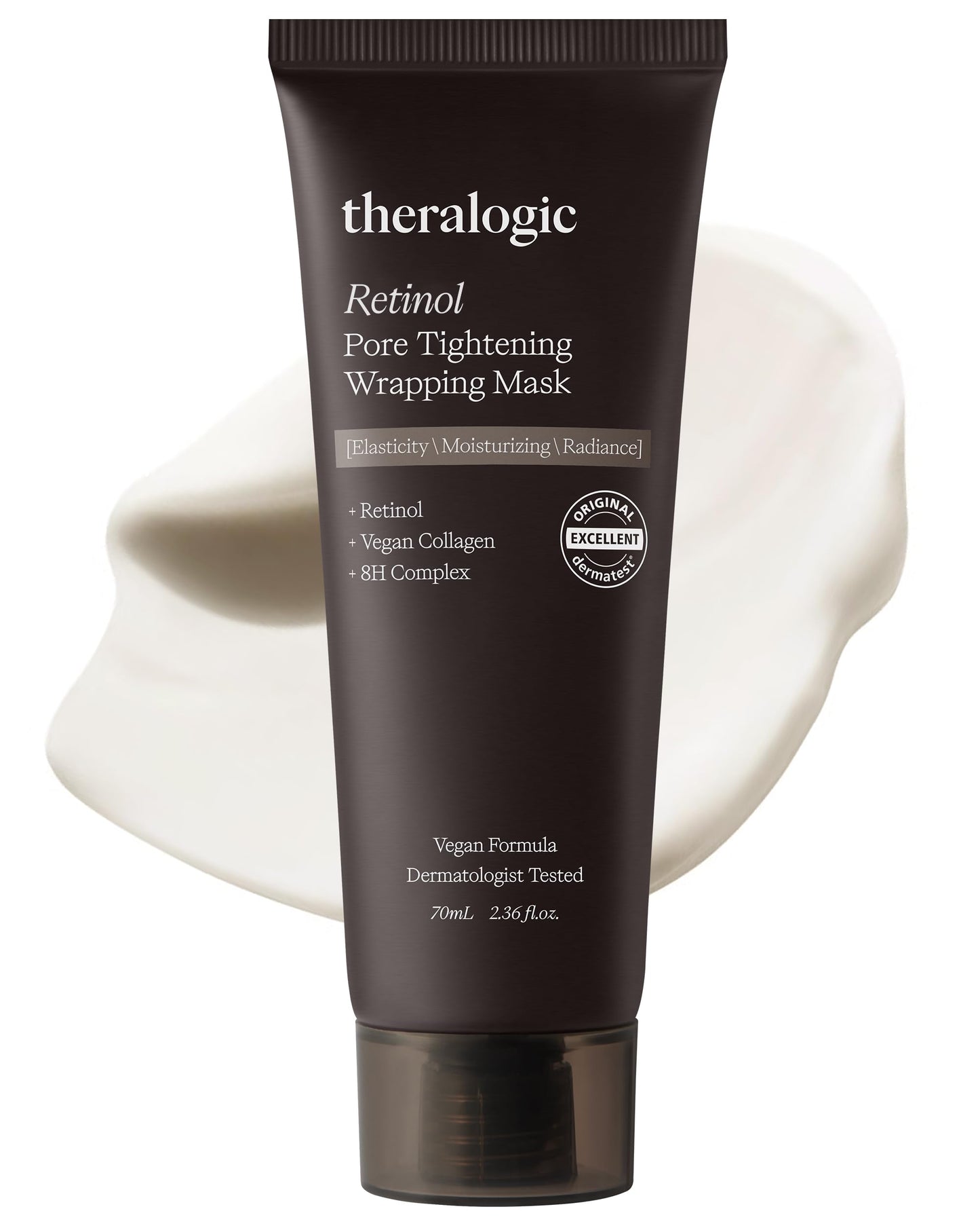 theralogic Retinol Pore Tightening Wrapping Mask - Korean Pore Elasticity Peel Off Mask with Collagen, Peptides, Hyaluronic Acid - Firming & Skin Glow Mask - Vegan, Derma Tested, 2.36oz.