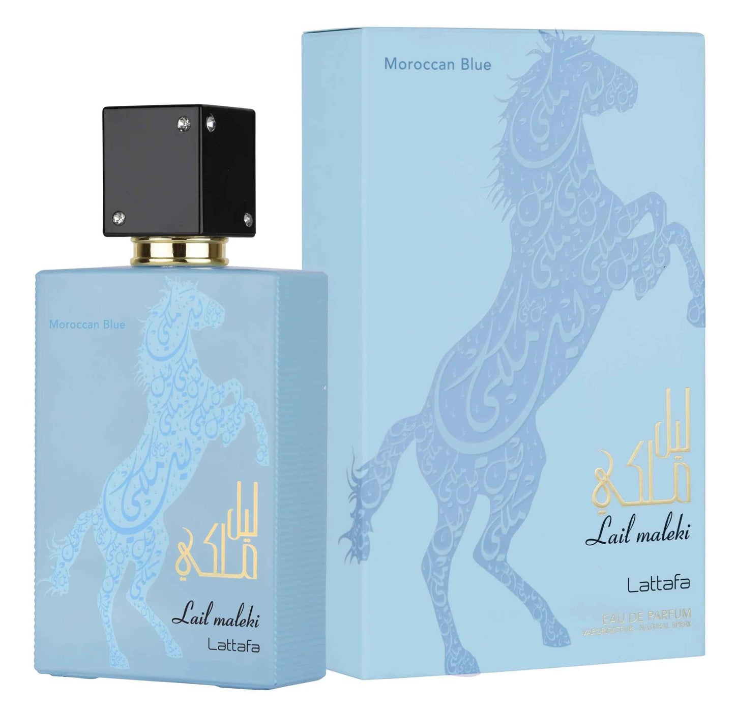 Lattafa Lail Maleki Moroccan Blue – Spicy, Citrusy, Woody, Oud – Eau de Parfum Spray Long-Lasting Fragrance for Unisex, 3.4 Ounce / 100 ml
