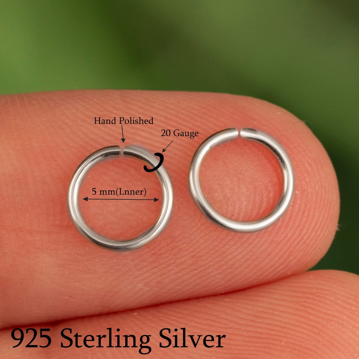 5mm Silver Cartilage Nose Helix Tragus Mini Huggie Hoop Earrings in 925 Sterling Silver (Silver, 5mm 20 gauge / 1 pair)