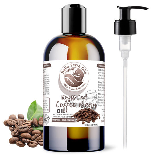 Bella Terra Oils - Roasted Coffee Bean Oil 16oz - Bask in the Richness of Coffee Bean Oil for Skin, Infused with Vitamin E, The Pinnacle of Skin Nourishment