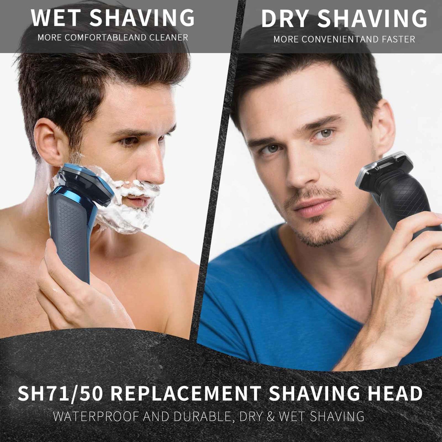 SH71/50 Shaving Heads Compatible with Phili*s Shavers Series S5000 (S5XXX),S7000 (S7XXX) for SH60/70 and SH70/70 (Black)