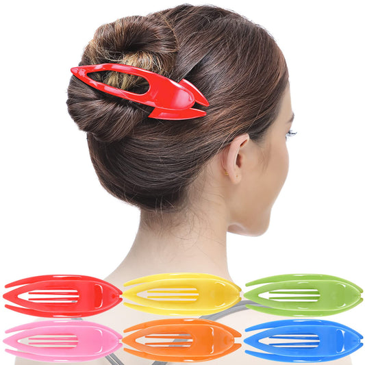 RC ROCHE ORNAMENT 6 Pcs Womens French Concord Curved Hair Clip No Slip Strong Grip Comfortable Hold Girls Ladies Beauty Accessory High Teeth Clamp, Large Rainbow Multicolor