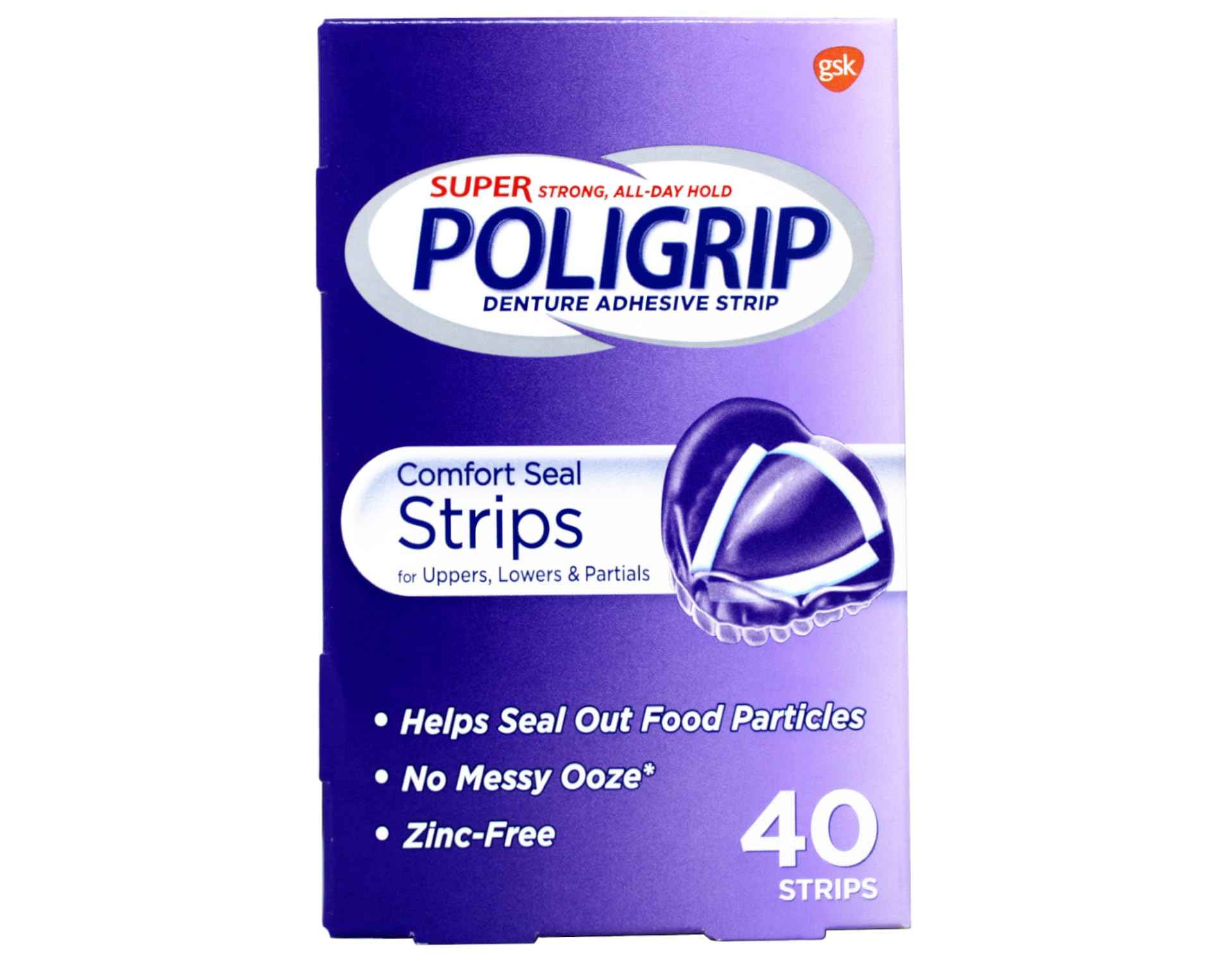 Super Poligrip Comfort Seal Denture and Partials Adhesive Strips, 40 Count (Pack of 4)