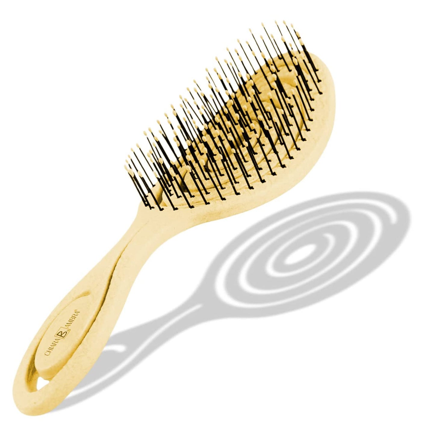 Chiara Ambra Organic Detangling Hair Brush for Women, Men & Children, Unique Spiral Hairbrush, Vented Hair Straightening Brushes for Straight, Curly & Wet Hair - Does not Pull on Hair – Yellow