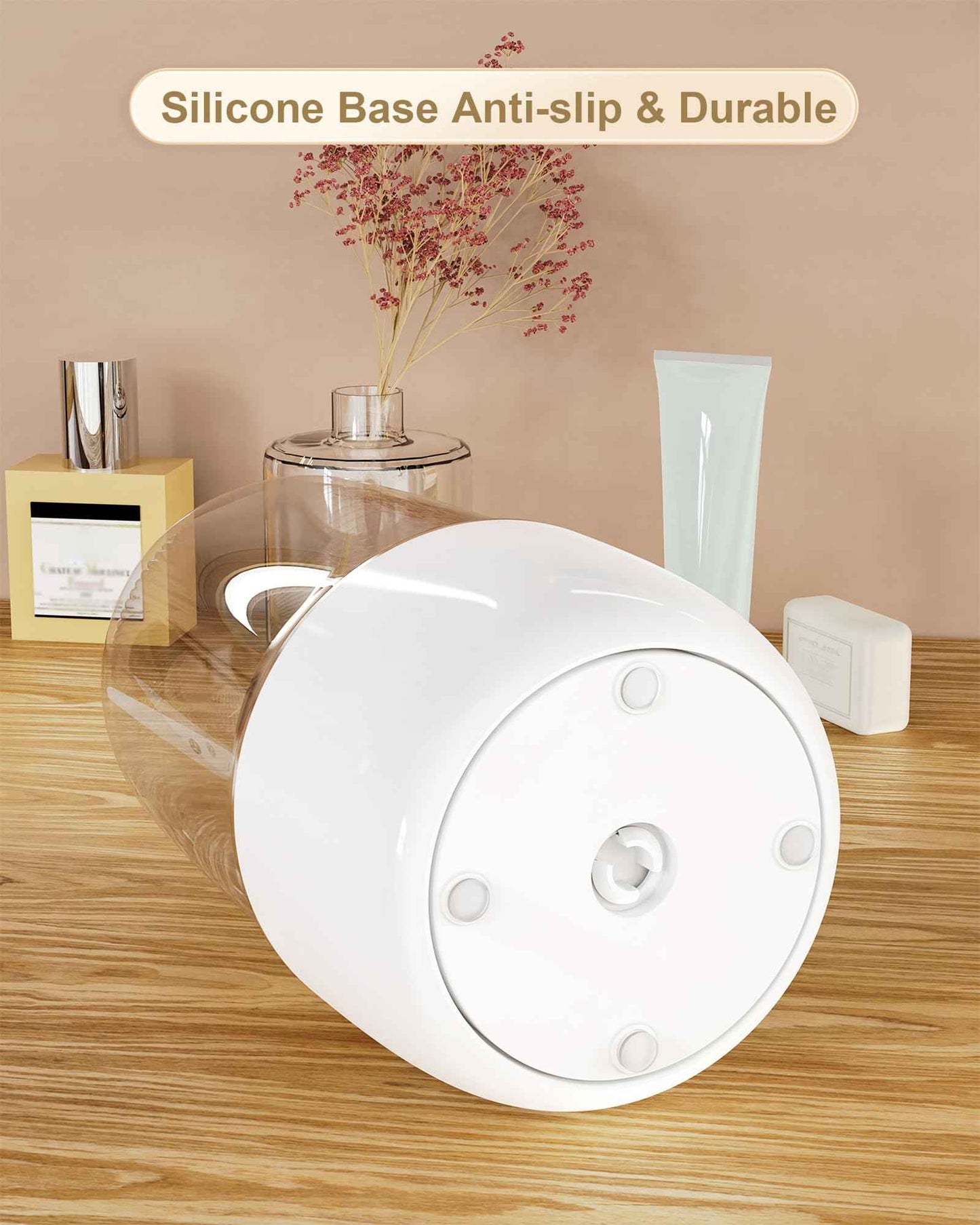 Anylady Makeup Brush Holder for Vanity - 360 Rotating Makeup Brush Organizer (Thicken Upgraded), Toothbrush Holder with Cover, Cosmetic Organizer (White)