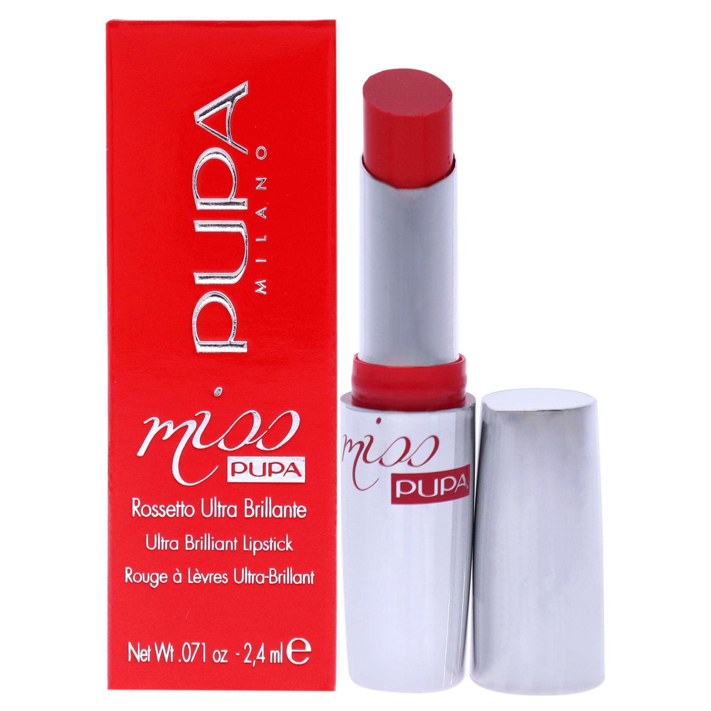 Pupa Milano Miss Milano Lipstick - Creamy, Ultra Pigmented Color For Lips - Nourishing Formula - Crystal-Effect Lipstick - Ultimate Boost Of Volume And Hydration - 405 Flamingo - 0.071 OZ