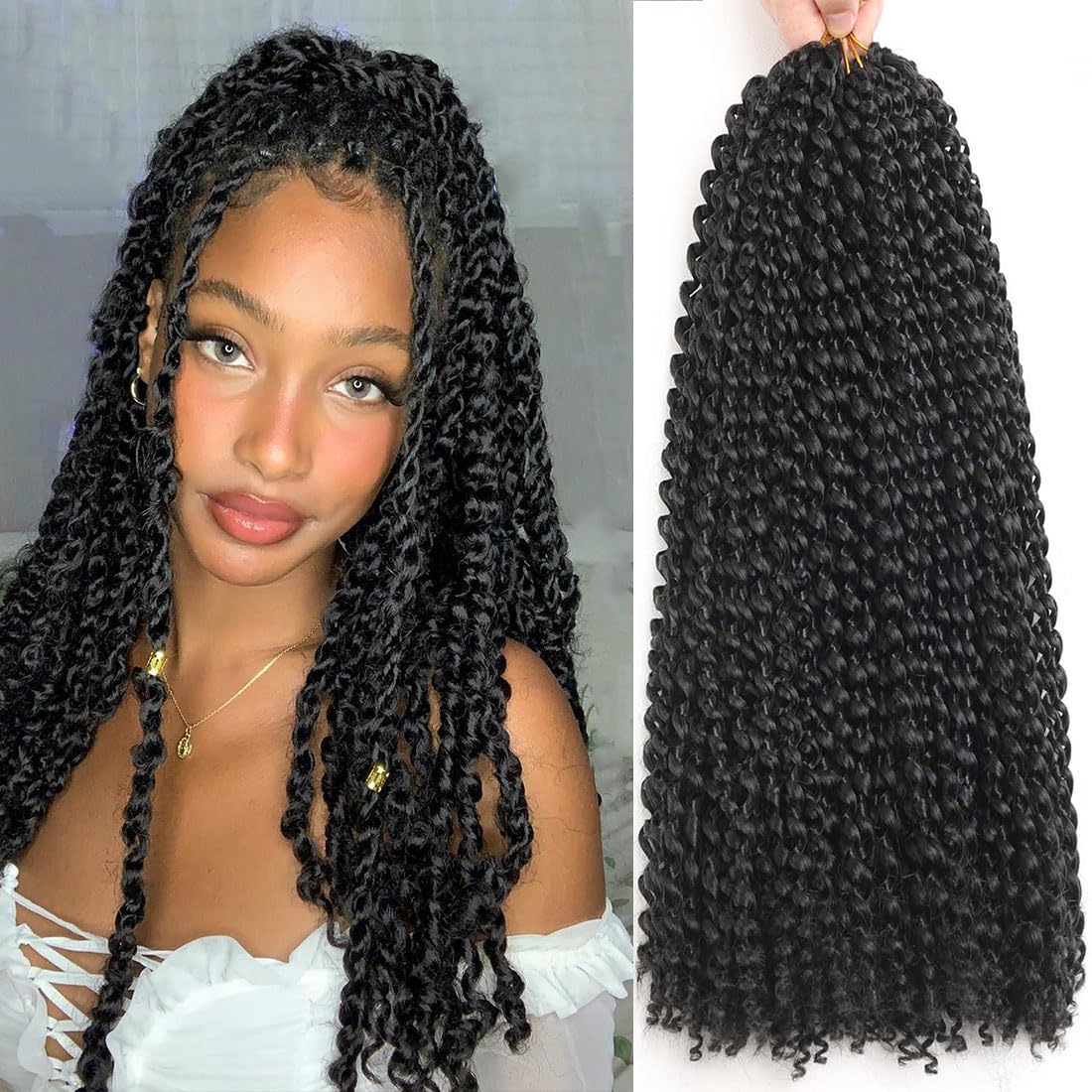 Passion Twist Hair 24Inch 6Packs Passion Twist Crochet Hair Water Wave Crochet Braiding Hair for Black Women (24Inch 6Packs, 1B#)