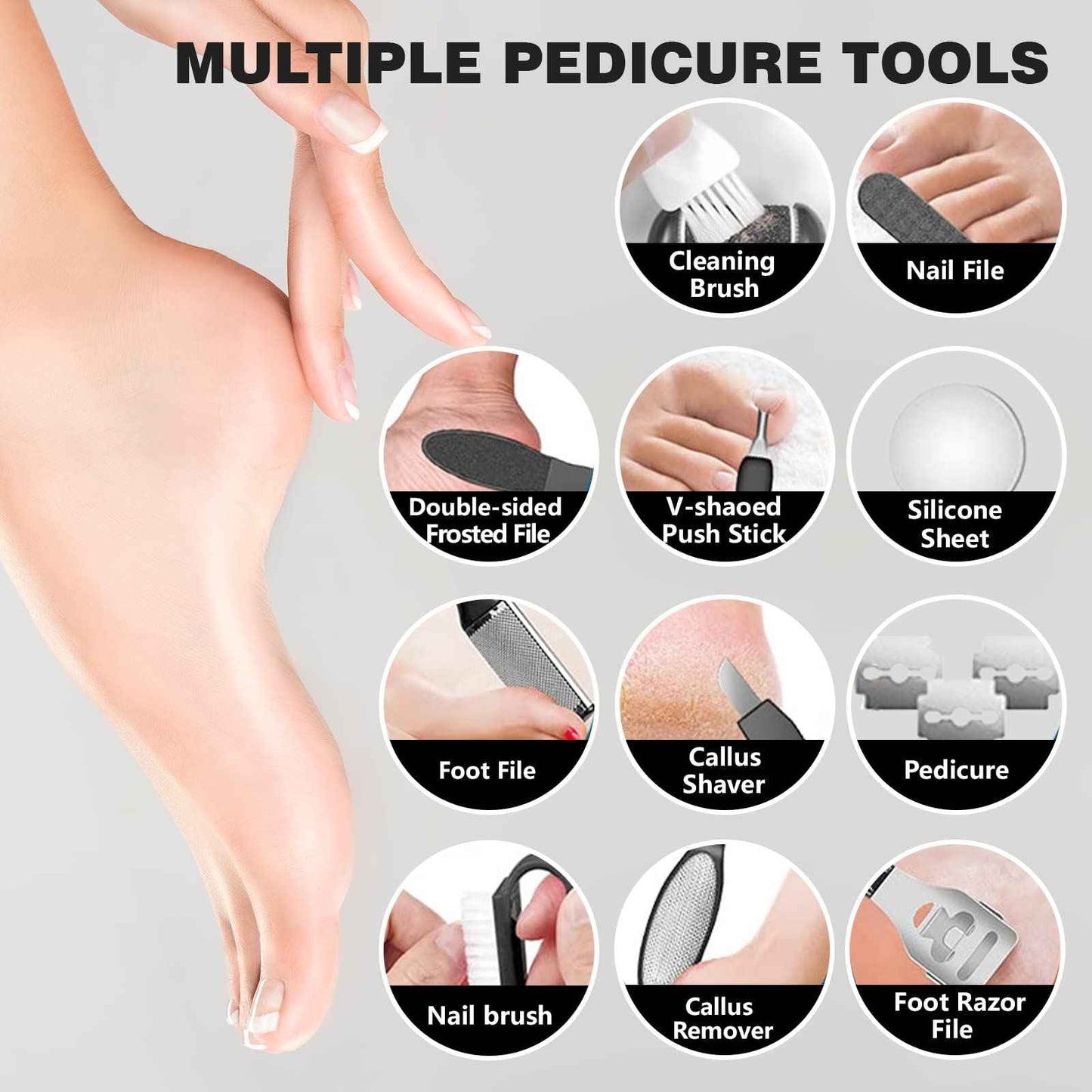 LAVAED Professional Electric Nail Drill Machine and Electric Callus Remover for Feet Waterproof Rechargeable Pedicure Kit