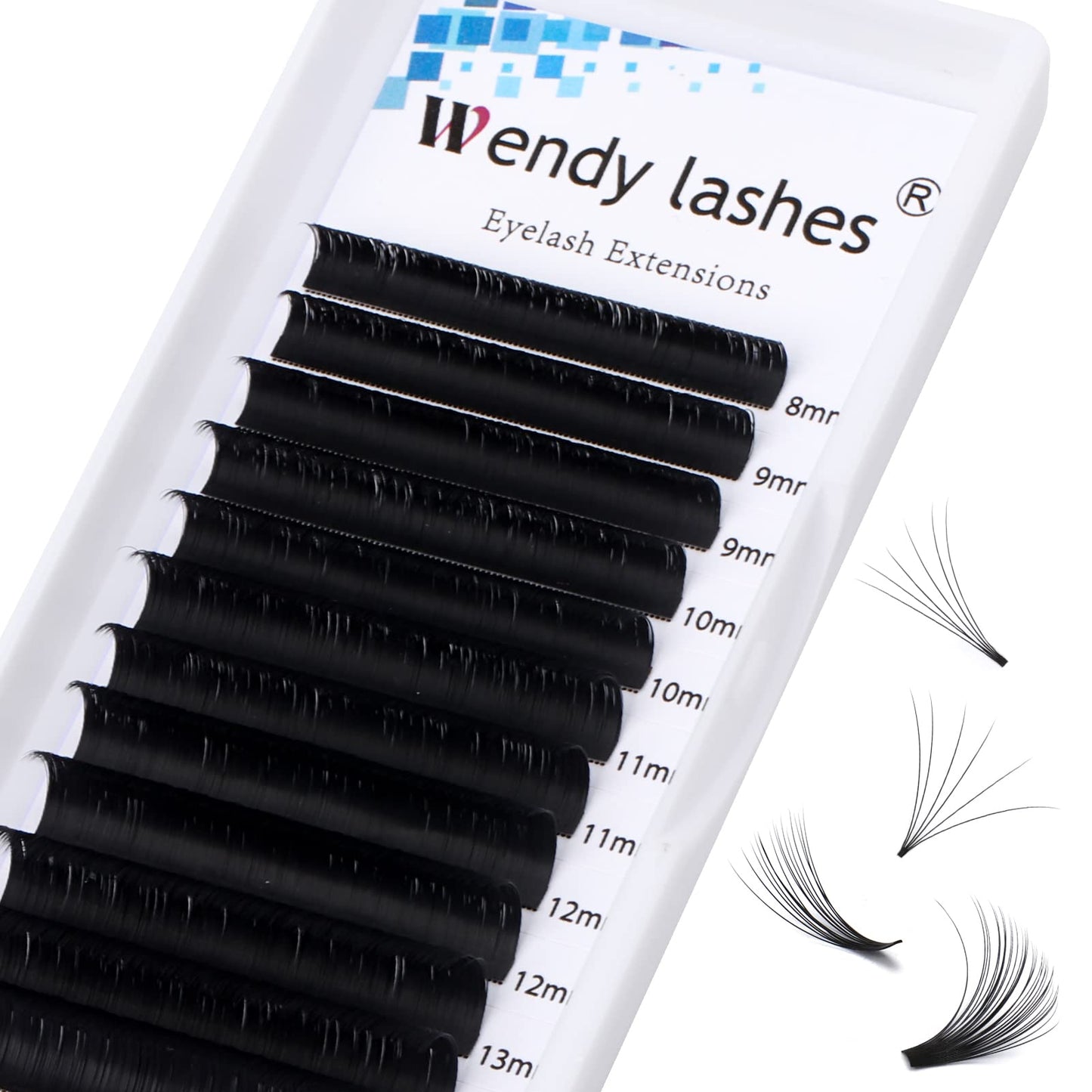 Volume Eyelash Extension 0.05 D Curl 18-24mm Mixed Easy Fan Rapid Blooming Lashes 3D 4D 6D 10D 20D Lash Extensions By WENDY LASHES(0.05D, 18-24mm)