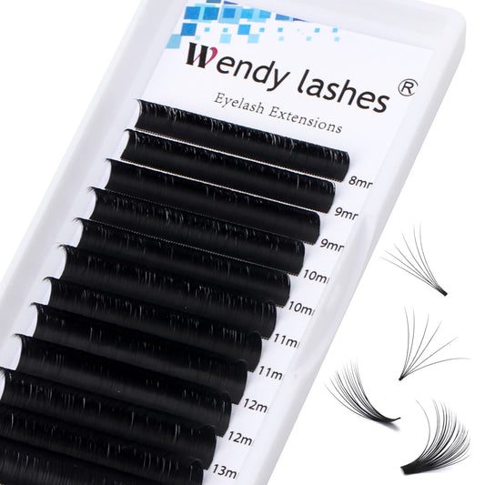 Lash Extensions Easy Fan Volume Lashes 0.07mm 8-14mm Mixed Self Fanning Eyelash Extensions 5D 6D 7D Easy Volume Fan Lashes C/D Curl Rapid Blooming Lashes (0.07-D, 8-14mm)