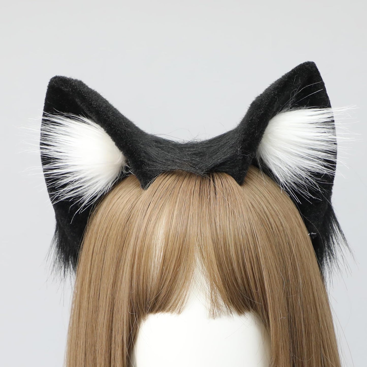 Mxdreoil Animal Ears Headband - Simulation Fox Cosplay Ears (C Black White1)