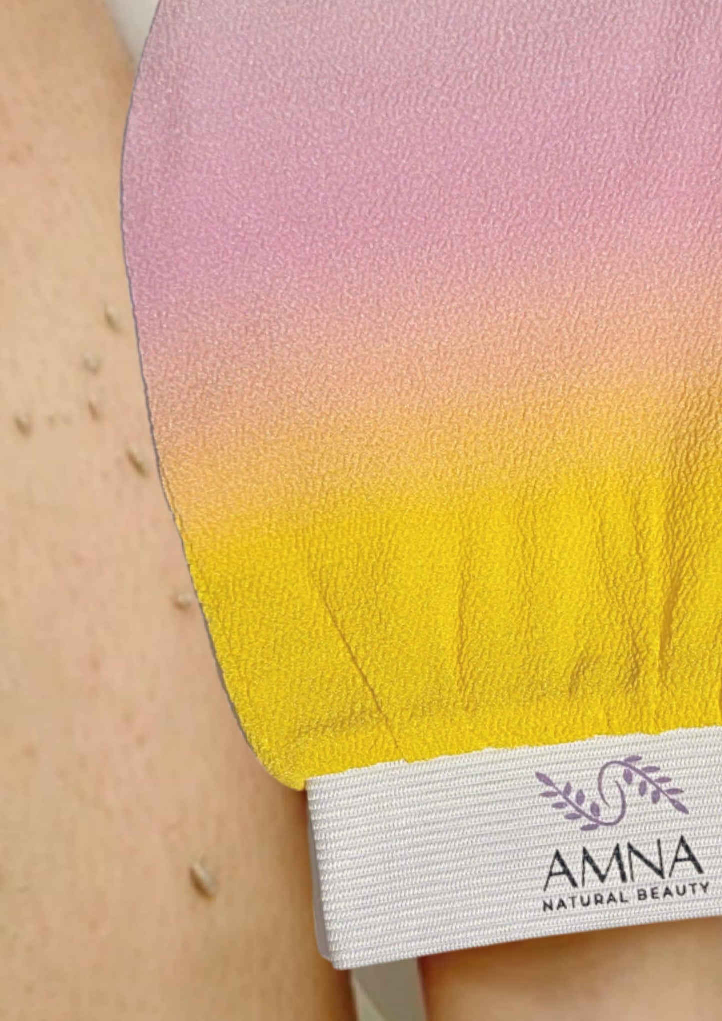 AMNA NATURAL BEAUTY Exfoliating Gloves | Exfoliating Kessa Glove | Kessa Hmmam Scrubbing Glove | Colorful Moroccan Exfoliating Gloves (Pink/Yellow Gradient)