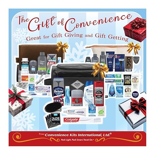 Convenience Kits International Men¡¯s Super Deluxe, 16-Piece Kit with Travel Size TSA Compliant Essentials in Reusable Zippered Toiletry Bag (Pack of 2)