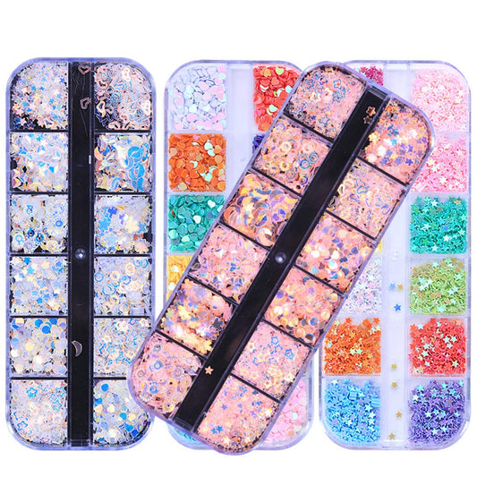 GOTONE 4 Boxes Nail Sequins, Ultra-Thin Iridescent Mermaid Flakes Star Paillette 3D Nail Art Manicure Make Up DIY Decoration for Face Body Cellphone Case