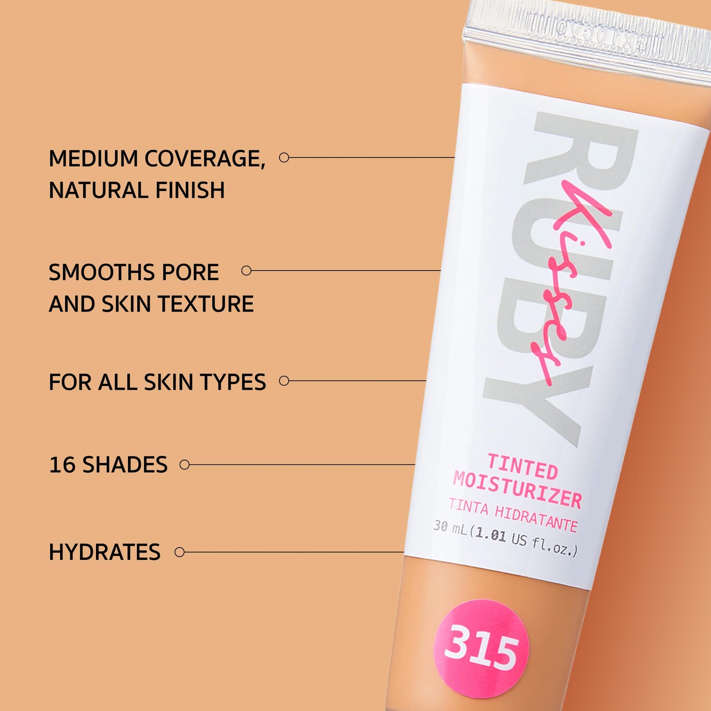 Ruby Kisses Tinted Moisturizer, Hydration, Calm & Revitalize Skin, Skin Perfecting, Blur Pores & Fine Lines, Natural Finish & All-Day Comfort Wear (Golden)