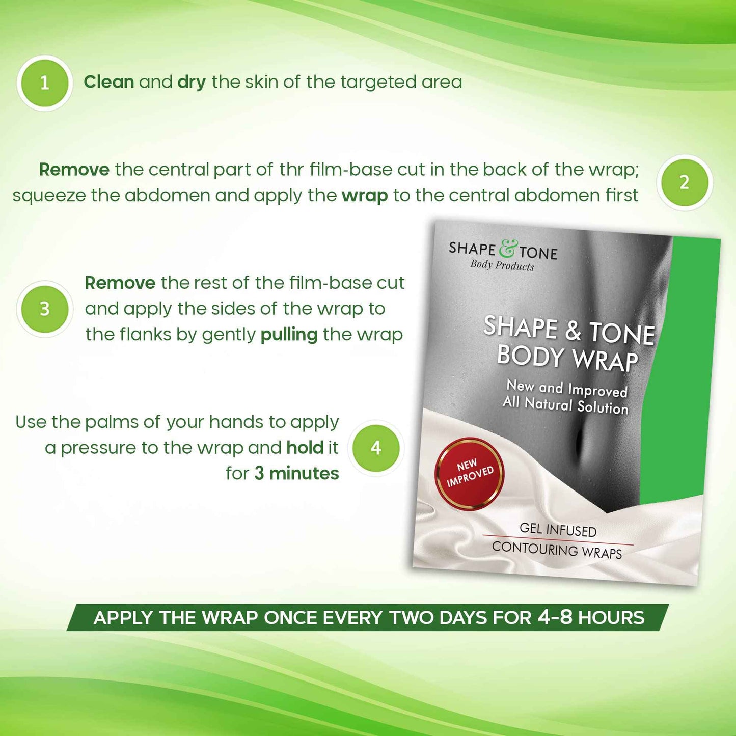 Firming and Shaping Contouring Moisturizing Body Wrap. New improved all natural anti cellulite solution (10 WRAPS+GEL)