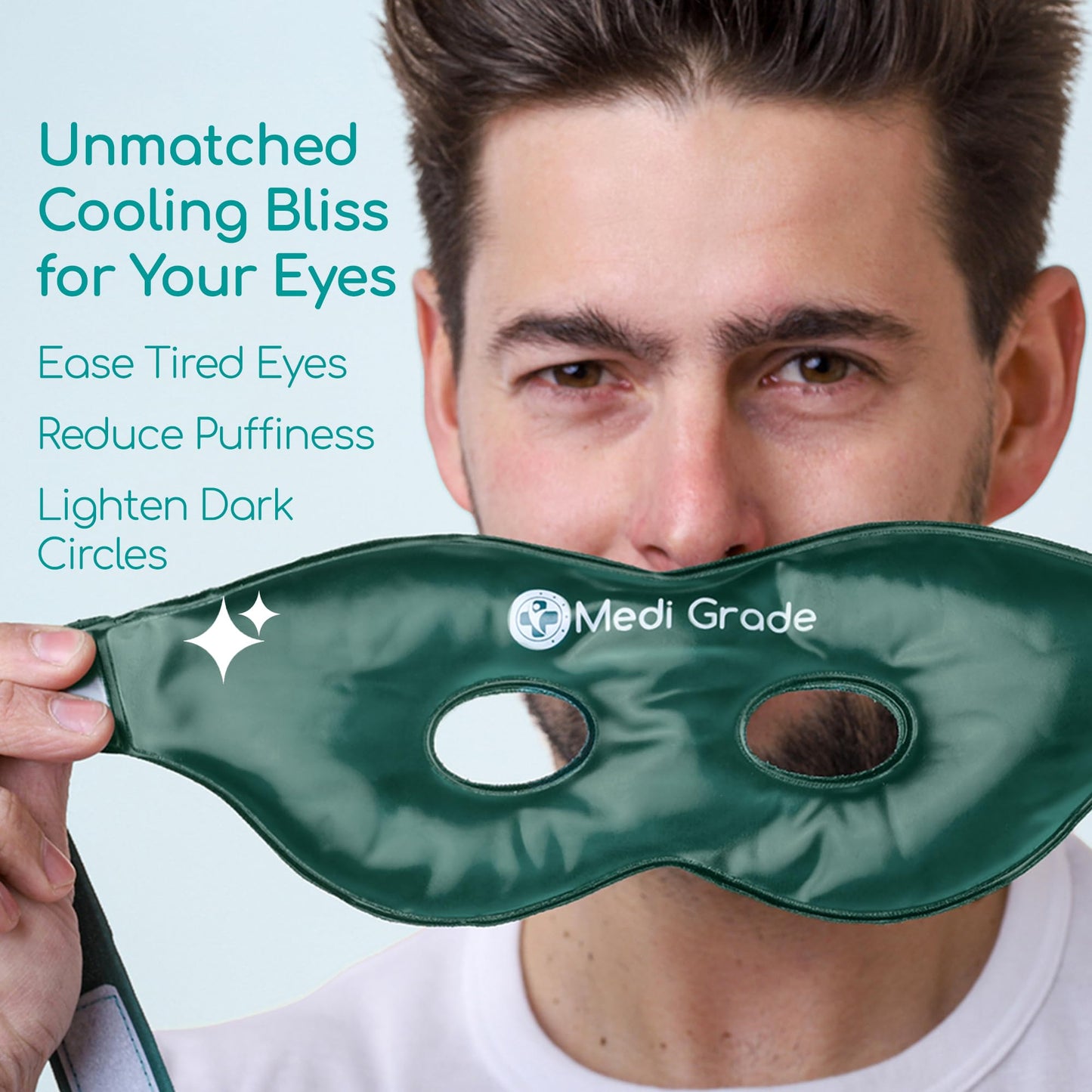 Medi Grade Cooling Eye Mask for Puffy Eyes, Allergies, Sinuses - Reusable Gel Eye Mask and Cooling Eye Pads with Thermo-Bag for Dark Circles, Hangovers and Migraine Relief - Cold Eye Mask