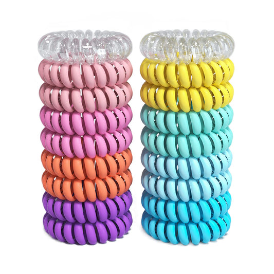 Teqifu Hair Ties Set: 18 Spiral Coils for Women - No Crease, No Damage for Thick & Thin Hair Types, Ponytail Holders