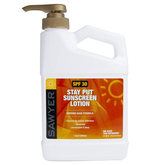 Sawyer Products SP1132 SPF 30 Stay-Put System 1 Sunblock Lotion Dispensing Jug, 32-Ounce, White