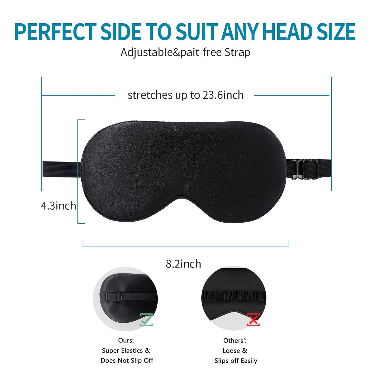 2-Pack 100% Real Natural Silk Eye Mask, Silk Sleeping Mask, Shade Puffy Eye Gift with Adjustable Straps, Sleep Eye Mask, SHJINJU Eye Mask Shade (Black and Navy)