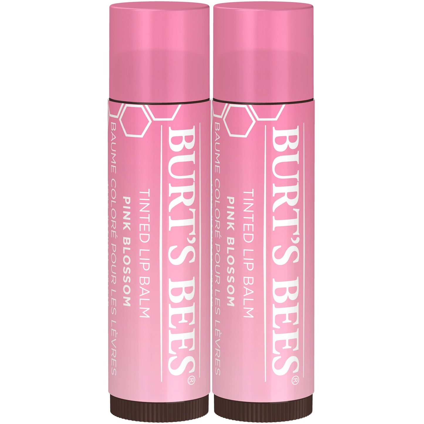 Burt's Bees 2-Pack Tinted Lip Balm Duo with Raspberry Zinnia and Pink Blossom Shades, Long Lasting Hydrating Formula