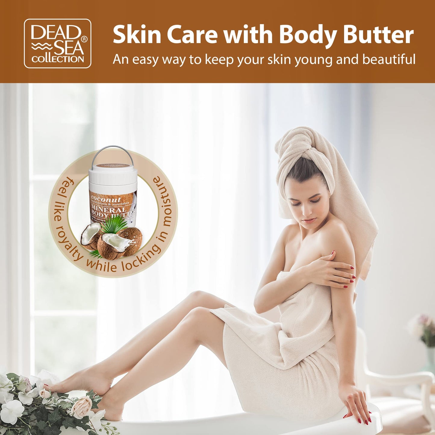 Dead Sea Collection Coconut Oil Body Butter for Women with Dead Sea Minerals – Nourishing, Moisturizer, Softening and Smoothing Dry Skin (16.9 FL. OZ)