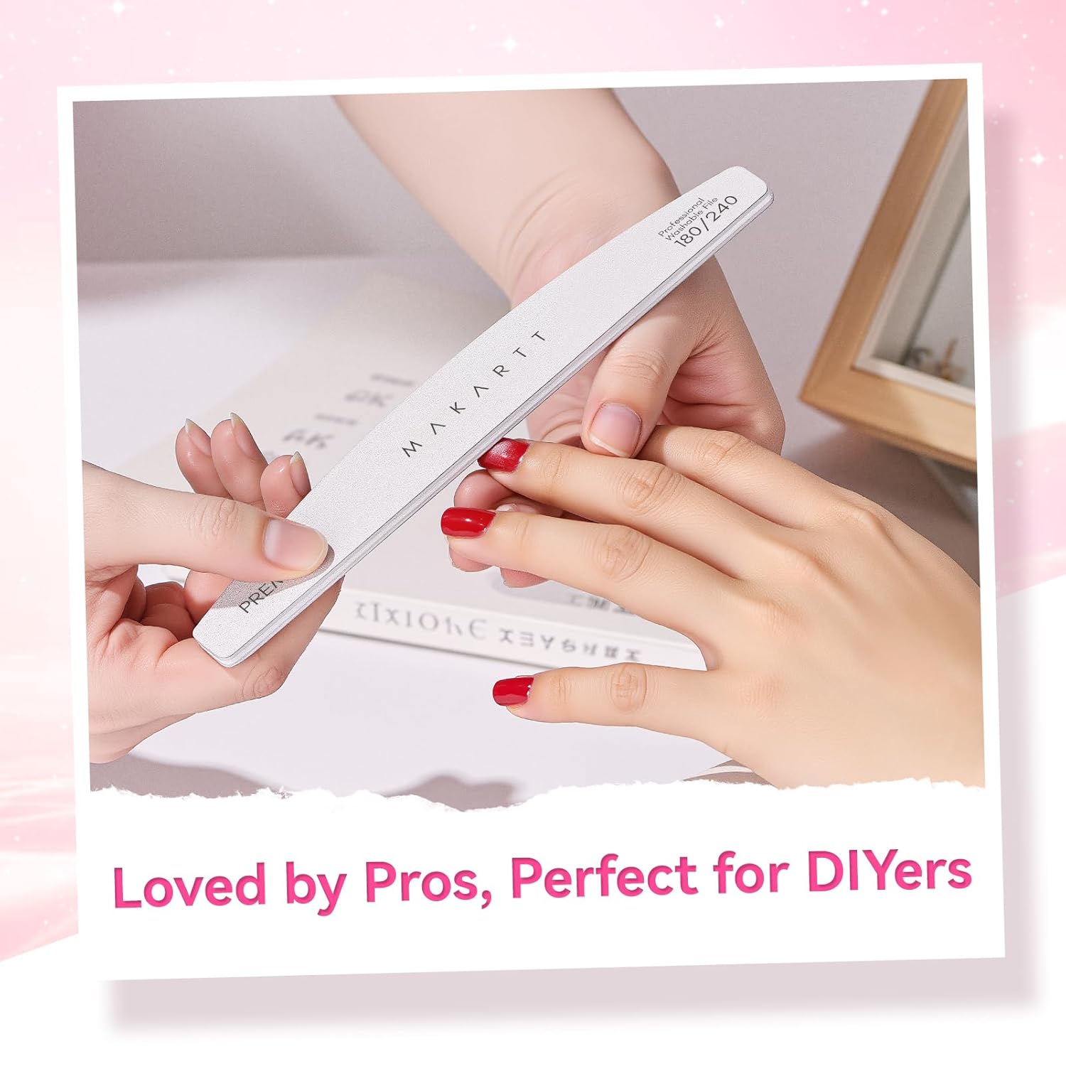 Makartt Nail File: 100/180 Grit Emery Boards for Nails, 10 Pcs Zebra Doubled Sides Coarse Fingernail Filer for Acrylic and Extension Gel Removal Manicure Kit Salon Home Use