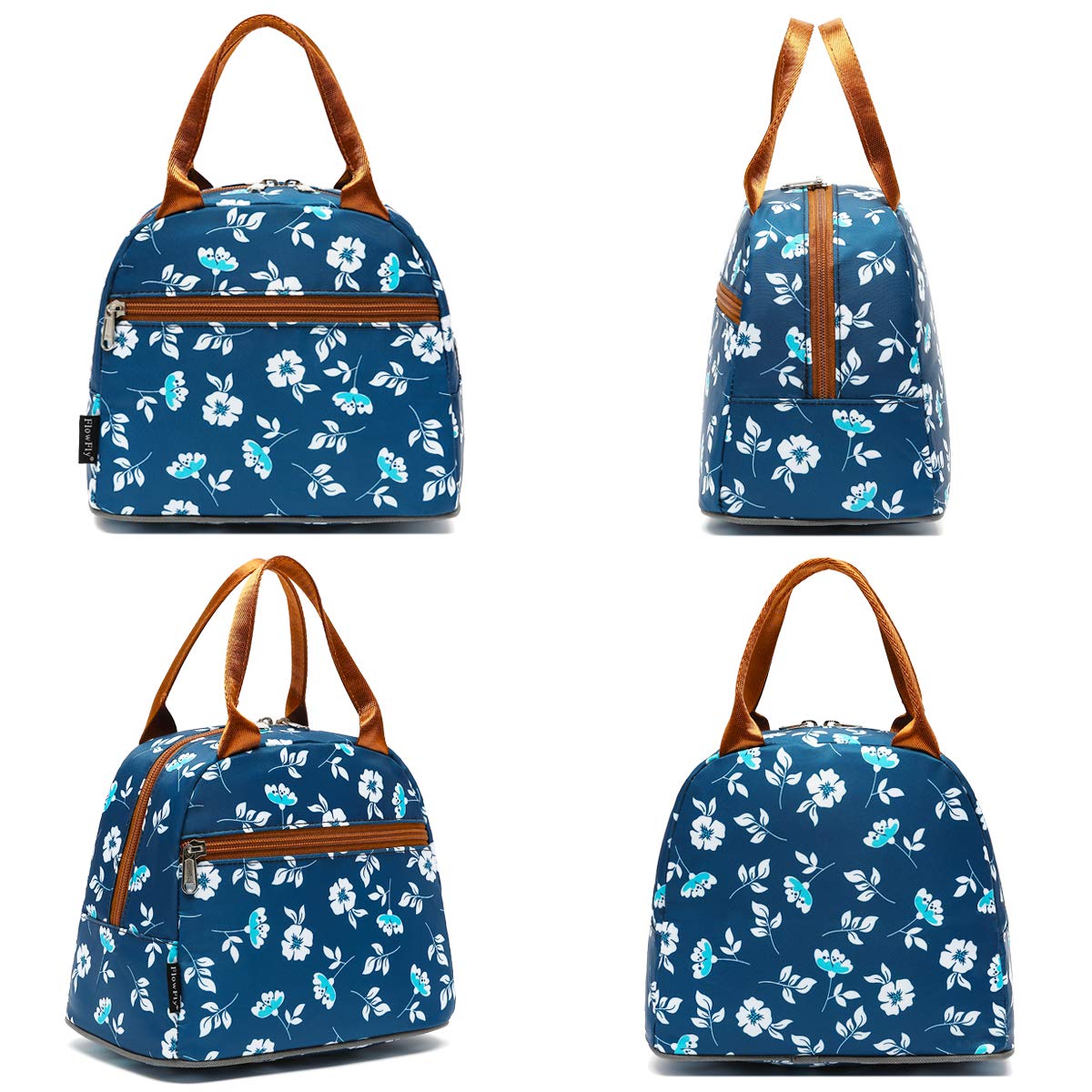 FlowFly Lunch Bag Tote Bag Lunch Organizer Lunch Holder Insulated Lunch Cooler Bag for Women/Men,Floral