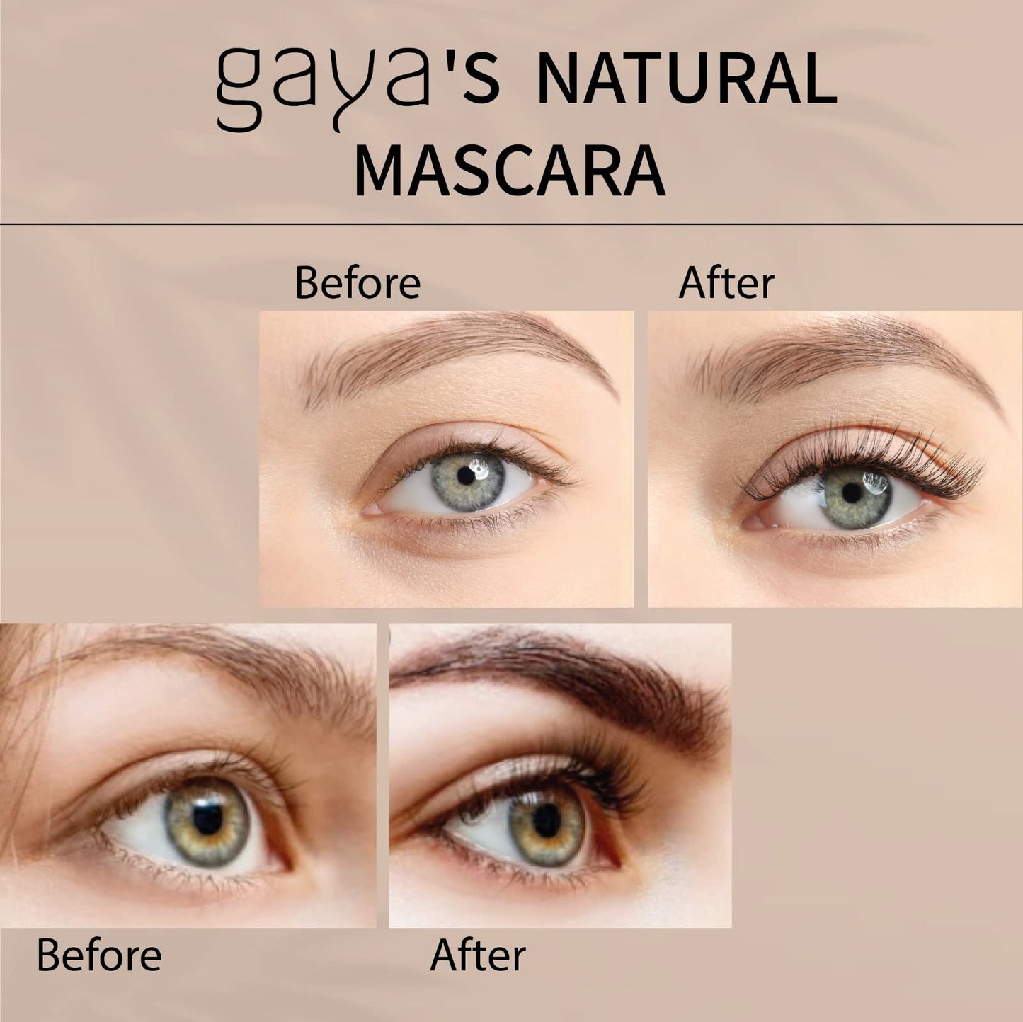 Vegan Black Mascara for Sensitive Eyes, Natural Hypoallergenic mascara, Buildable Lengthening and Volumizing for Natural Looking, Cruelty Free, Ophthalmologist Tested- By Gaya cosmetics