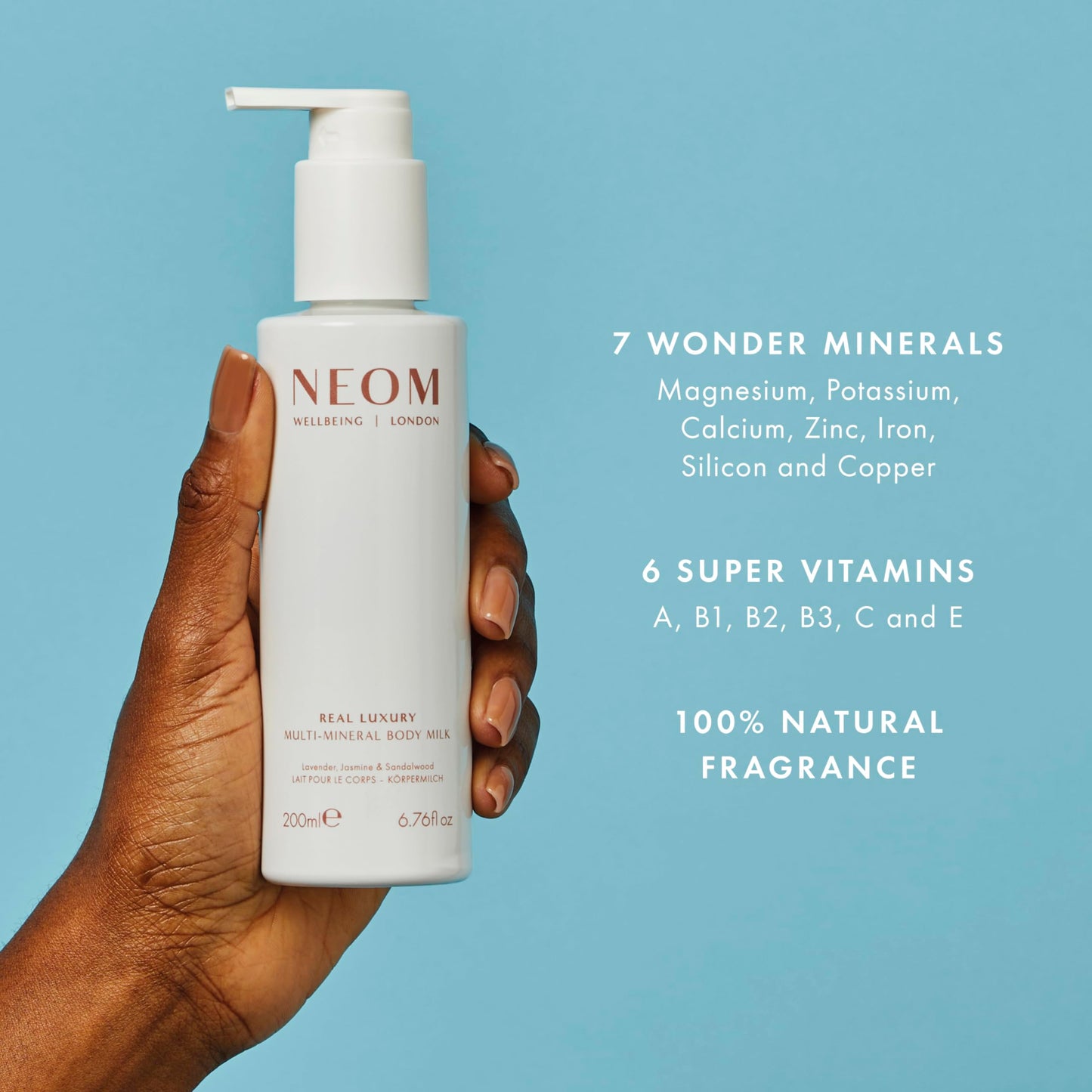 Neom- Multi-Mineral Body Milk 200ml (Lavender, Jasmine & Sandalwood) | Real Luxury