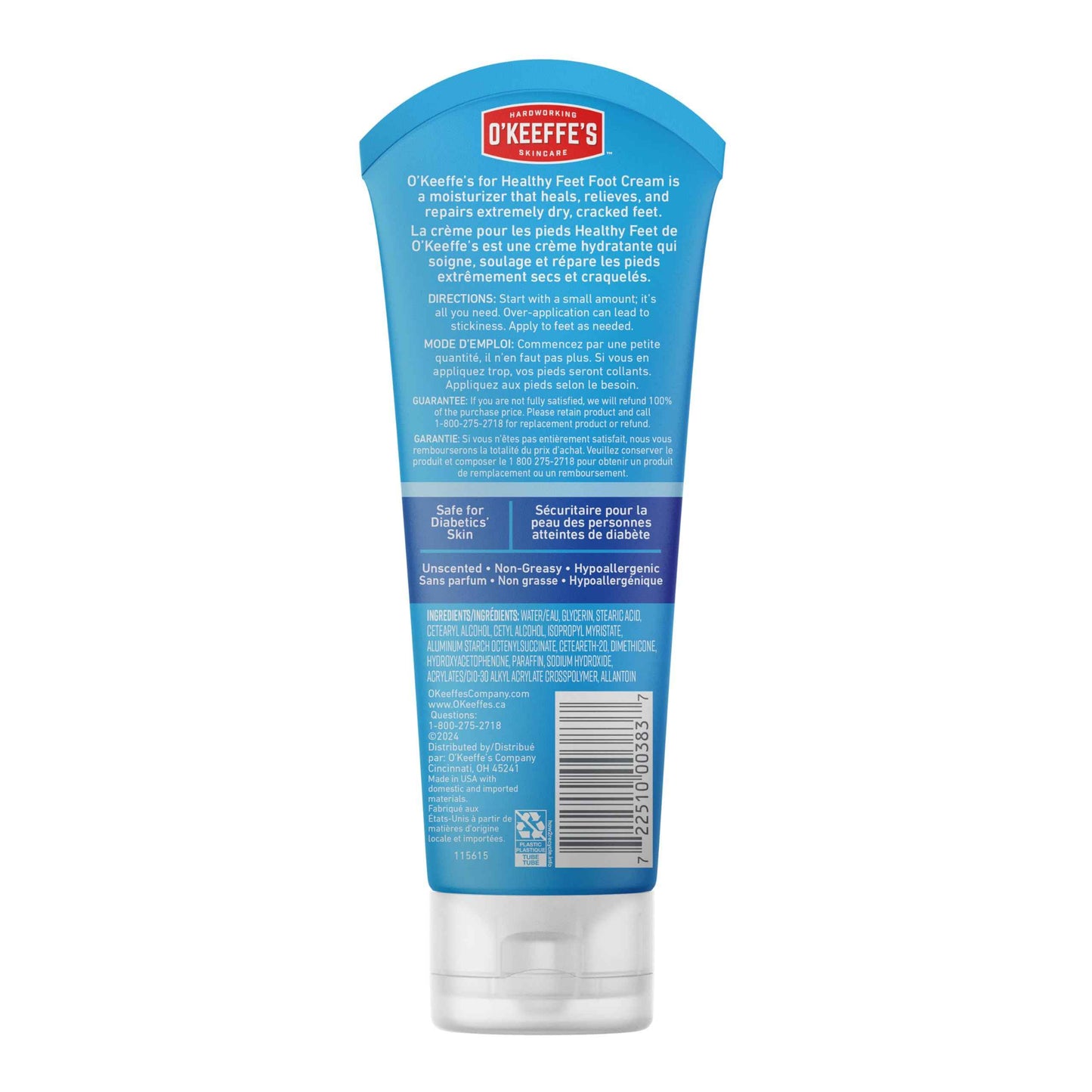 O'Keeffe's for Healthy Feet Foot Cream - 7 oz Tube (2 Pack) - Guaranteed Relief for Extremely Cracked, Dry Feet, Repairing Skincare, Instantly Boosts and Retains Moisture Levels