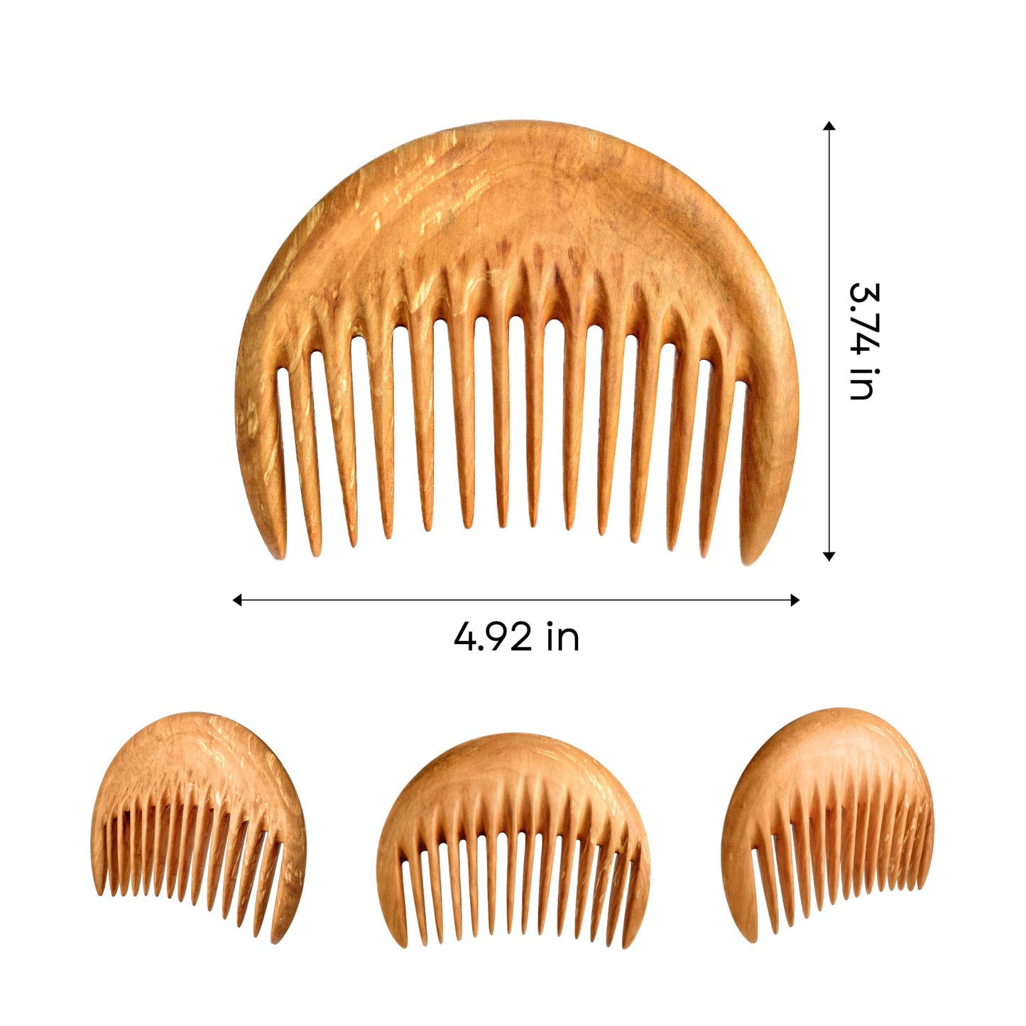 Handmade Wooden Hair Comb for Women Natural Wood Hair Care Scalp Massager Eco-Friendly Wooden Comb Wide Tooth Perfect for use with Balms and Oils Wood Gifts Wooden Comb for Long Hair Pear Comb (Moon)