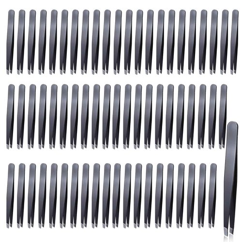 64Pcs Slanted Lash Tweezer for Women Men, Professional Stainless Steel Tweezers High Precision Tweezers Bulk for Ingrown Hair Removal Eyelash Extension Plucking Blackhead