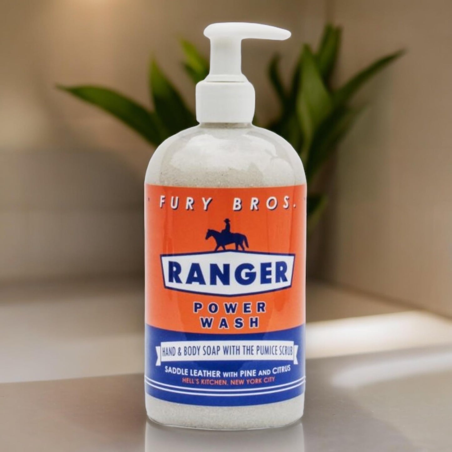 FURY BROS. Premium Power Wash | Ranger | Saddle Leather Pine Citrus | Hand & Body Wash | Exfoliating Pumice | Moisturizing Aloe Vera | Highly Scented | Made in USA | 16 oz | Dad Men Bath