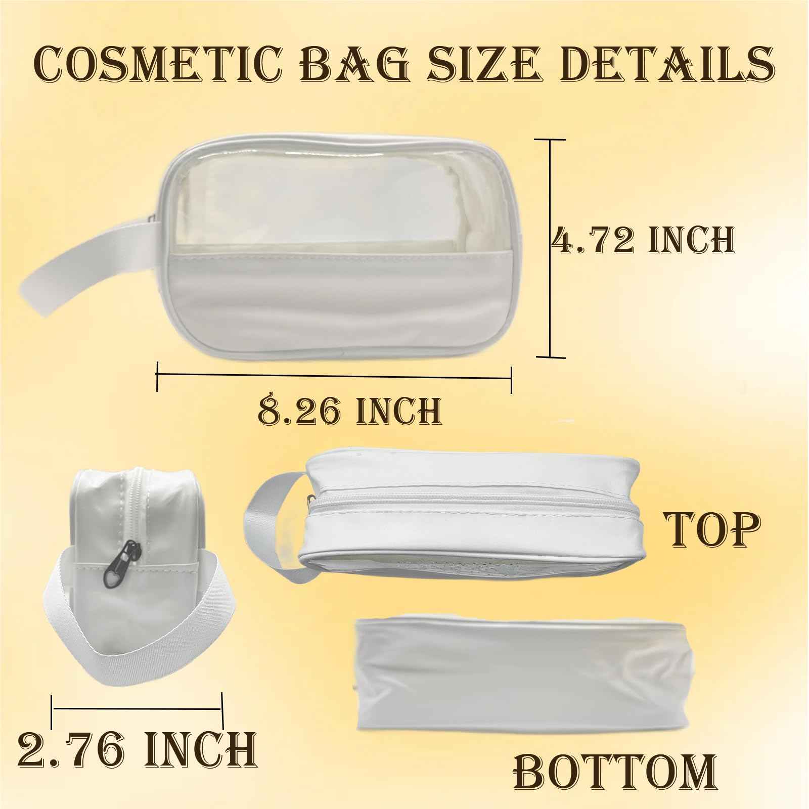 HUTUYIYI Clear Makeup Bag, Portable Travel Toiletry Cosmetic Bag Case for Women, TSA Approved Transparent PVC Waterproof Clear Pouch for Travel Essentials for Women - White
