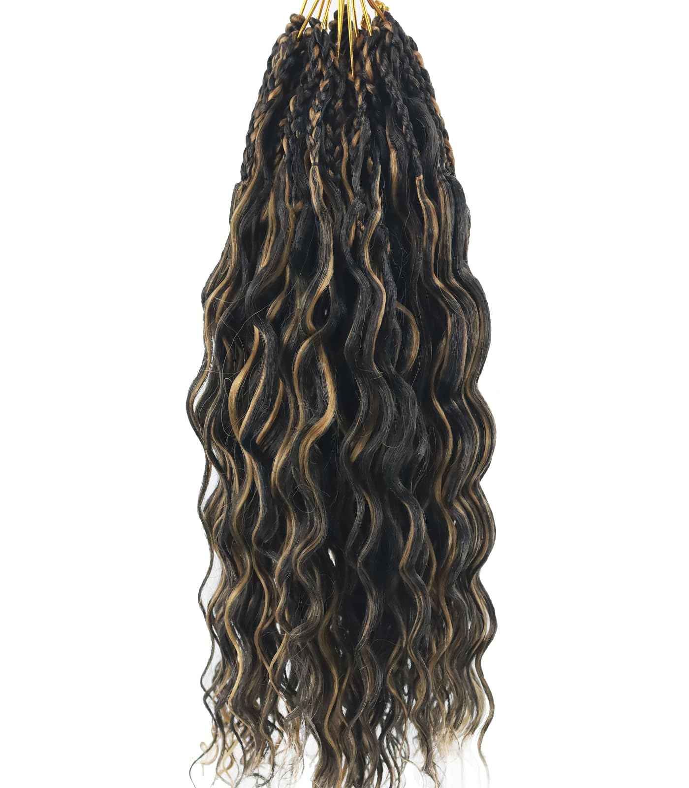 pojui 18 Inch Ocean Wave Crochet Hair 8 Packs - Synthetic Pre-Looped Deep Wavy Curly Braiding Hair for Black Women, Boho Style Hair Extensions (18inch,P1B/27-8 Packs)