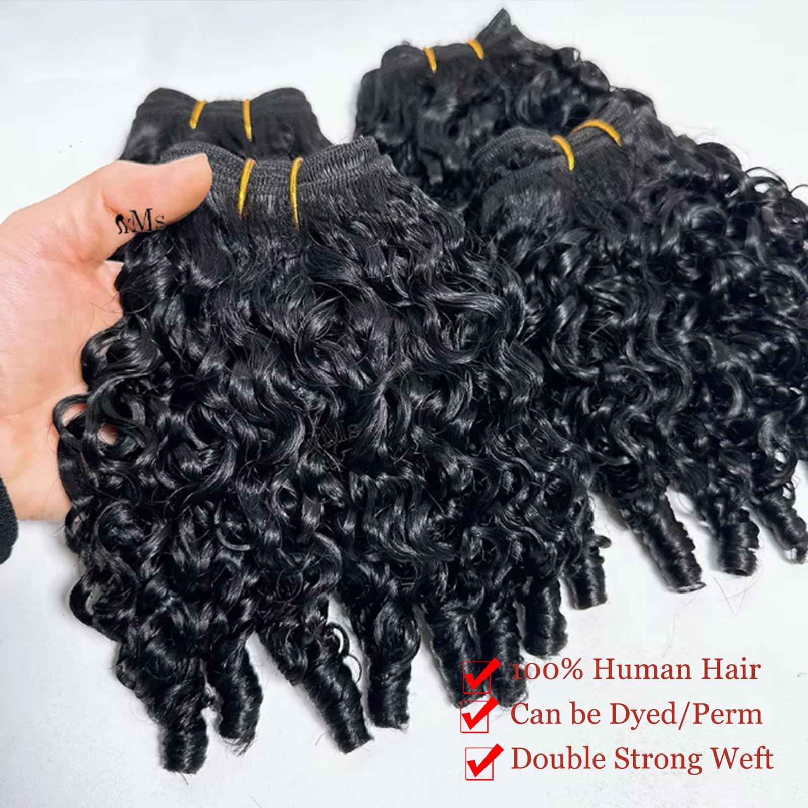 YMS 3C4A Burmese Curly Human Hair Bundles 12 Inch One Curly Bundle Unprocessed Burmese Raw Hair Extension Real Human Hair 16A Natural Color Spiral Curly End Human Hair Weft Extensions