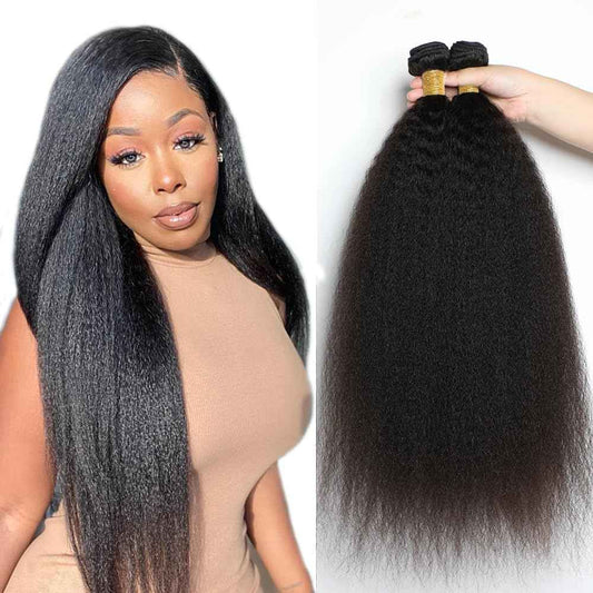 Kinky Straight Bundles 30 30 30 Inch Yaki Straight Human Hair Bundles Natural Black Yaki Bundle Human Hair Unprocessed Brazilian Virgin Remy Hair Extensions Deals