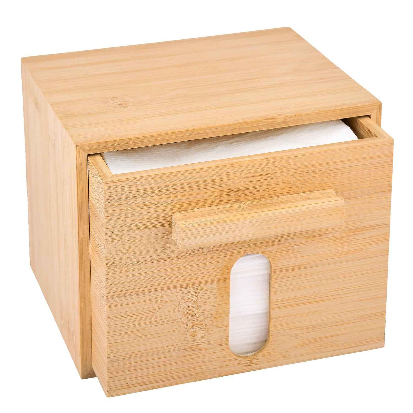 Catekro Bamboo Desk Organizer for Face Towel, Disposable Face Towel Storaged with Luxe Bamboo Box, Bamboo Box Multifunctional Bamboo Storage Box for Facial Towels