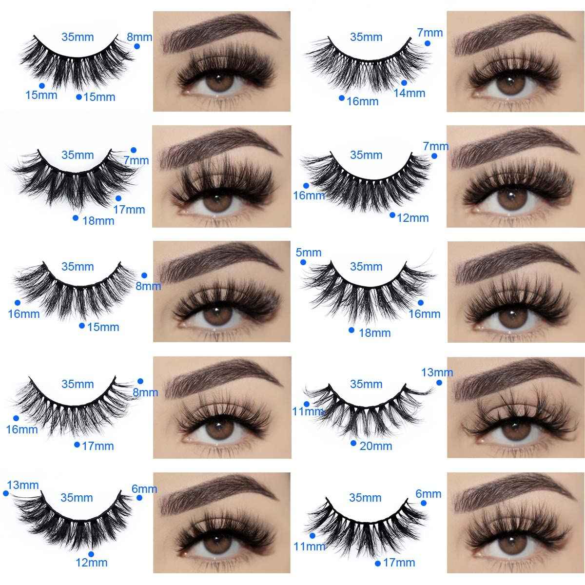 FARRED Wholesale Fluffy Dramatic Bulk Lashes Mix 10 Styles 30 Pairs Pack Individual Box 10-18mm Volume Faux Mink Eyelash Thick 8D Fake Lash Short Natural Look Wispy Eyelashes (style i-30 pairs)
