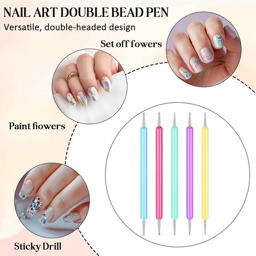5Pcs Nail Stylus Dotting Tool Set Ball Embossing Stylus for Transfer Paper Different Size Pattern Tracing Stylu Dot Painting Tools, Nail Art Embossing Pen for Pattern Tracing Pen, Rock Painting
