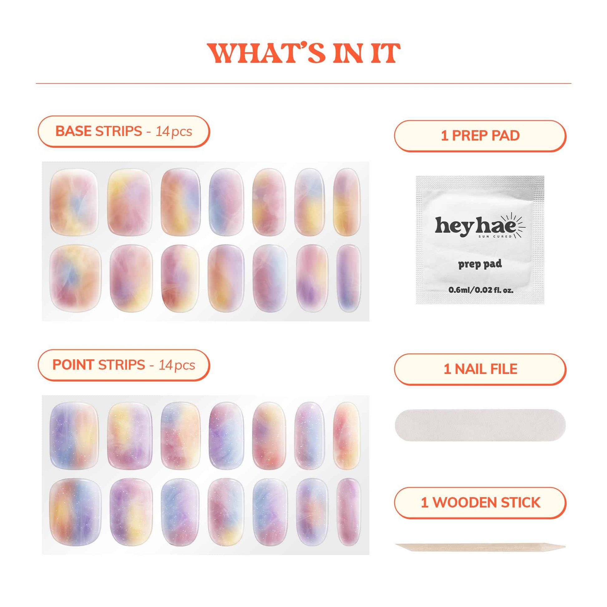 Heyhae Essentials Bundle - Semi Cured Gel Nail Strips (Hey, Sunset Drive?) + Got To Go Remover [2 Pack]