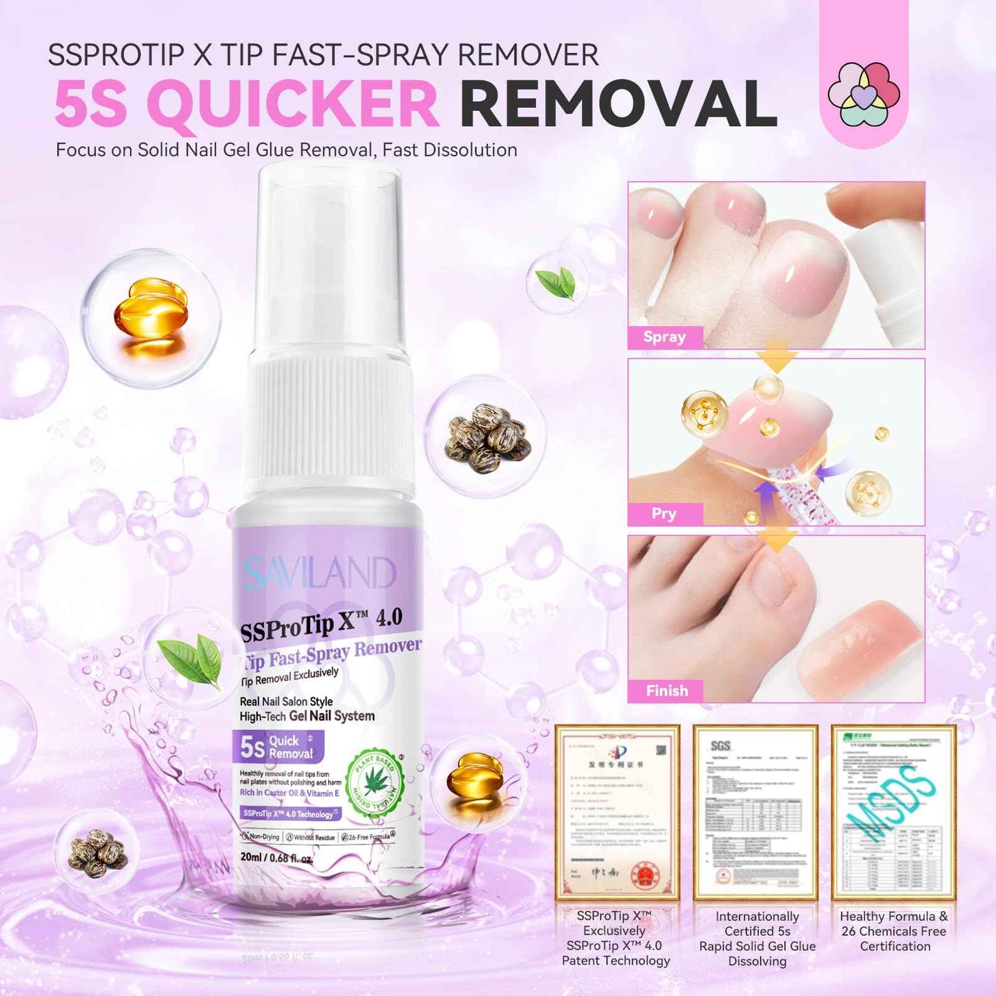 SAVILAND Press On Toenails Kit: 216 PCS Nail Press on Toenails French Tips Pink White Toe Gel Toenails Nail Tips Press on Toenails for Women Solid Nail Glue Gel for Toe Nail Extensions 18 Sizes