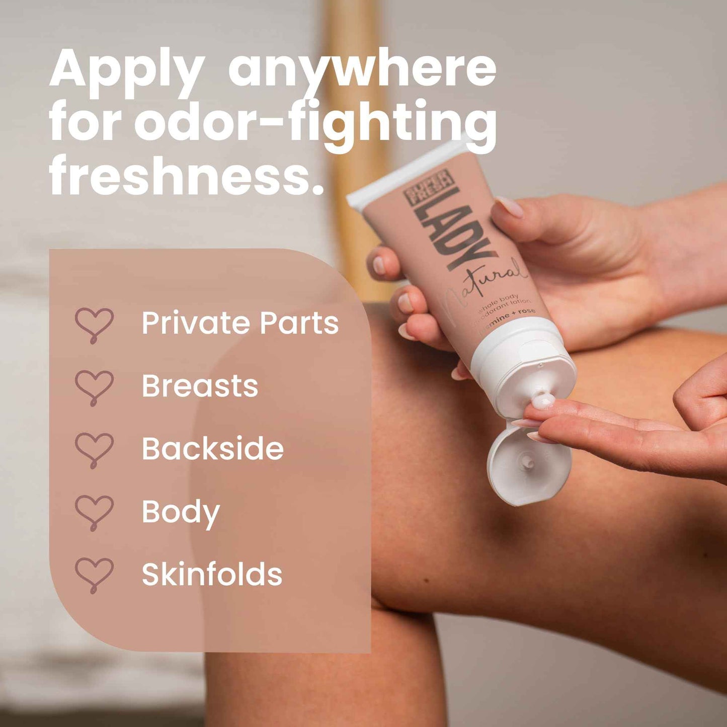 Super Fresh Lady Parts Natural Deodorant for Women Aluminum Free Odor Control for Privates Underboobs Thighs Armpits Skinfolds Jasmine Rose Scent Long Lasting Freshness for Sensitive Care 2 Pack