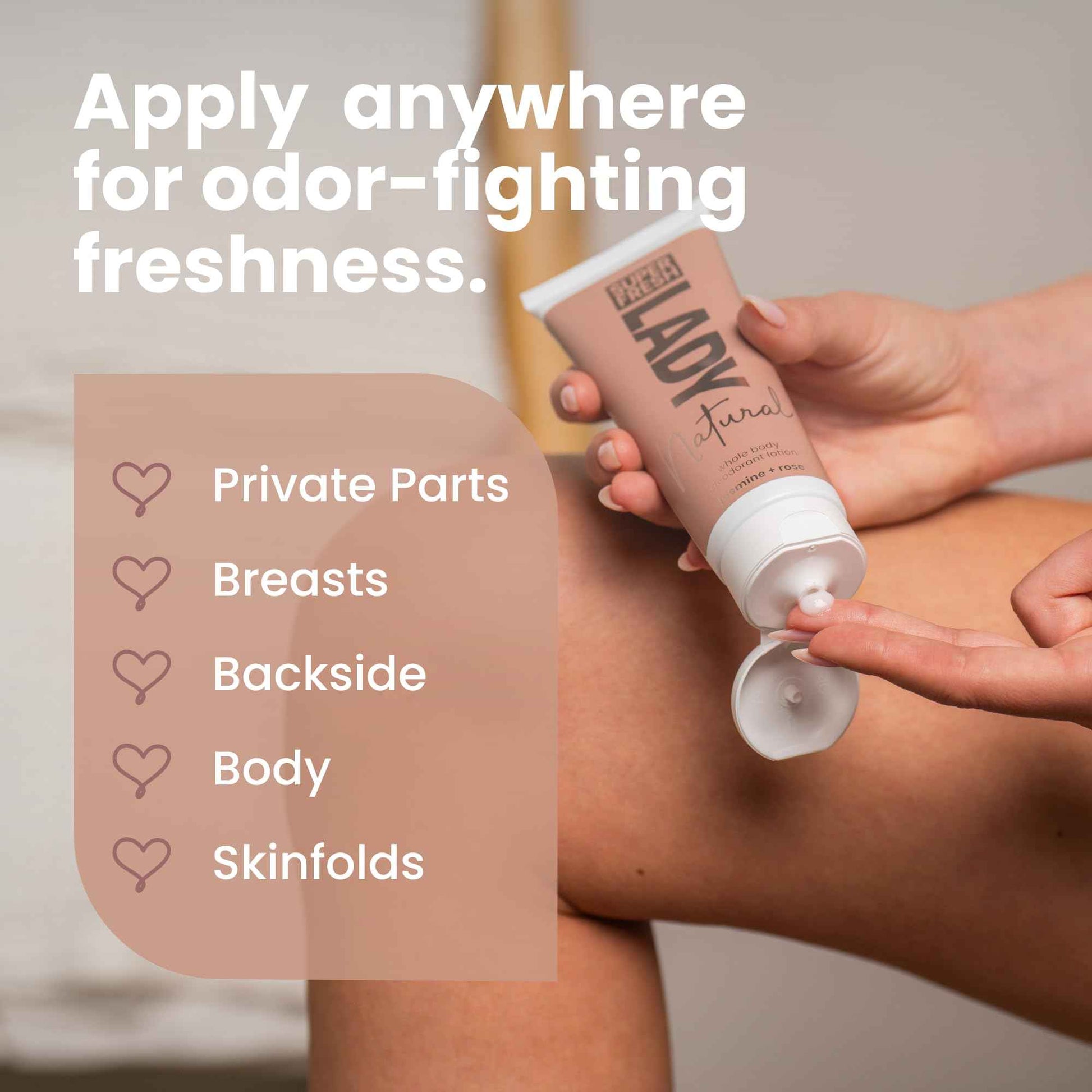 Super Fresh Lady Parts Natural Deodorant for Women Aluminum Free Odor Control for Privates Underboobs Thighs Armpits Skinfolds Jasmine Rose Scent Long Lasting Freshness for Sensitive Care 2 Pack