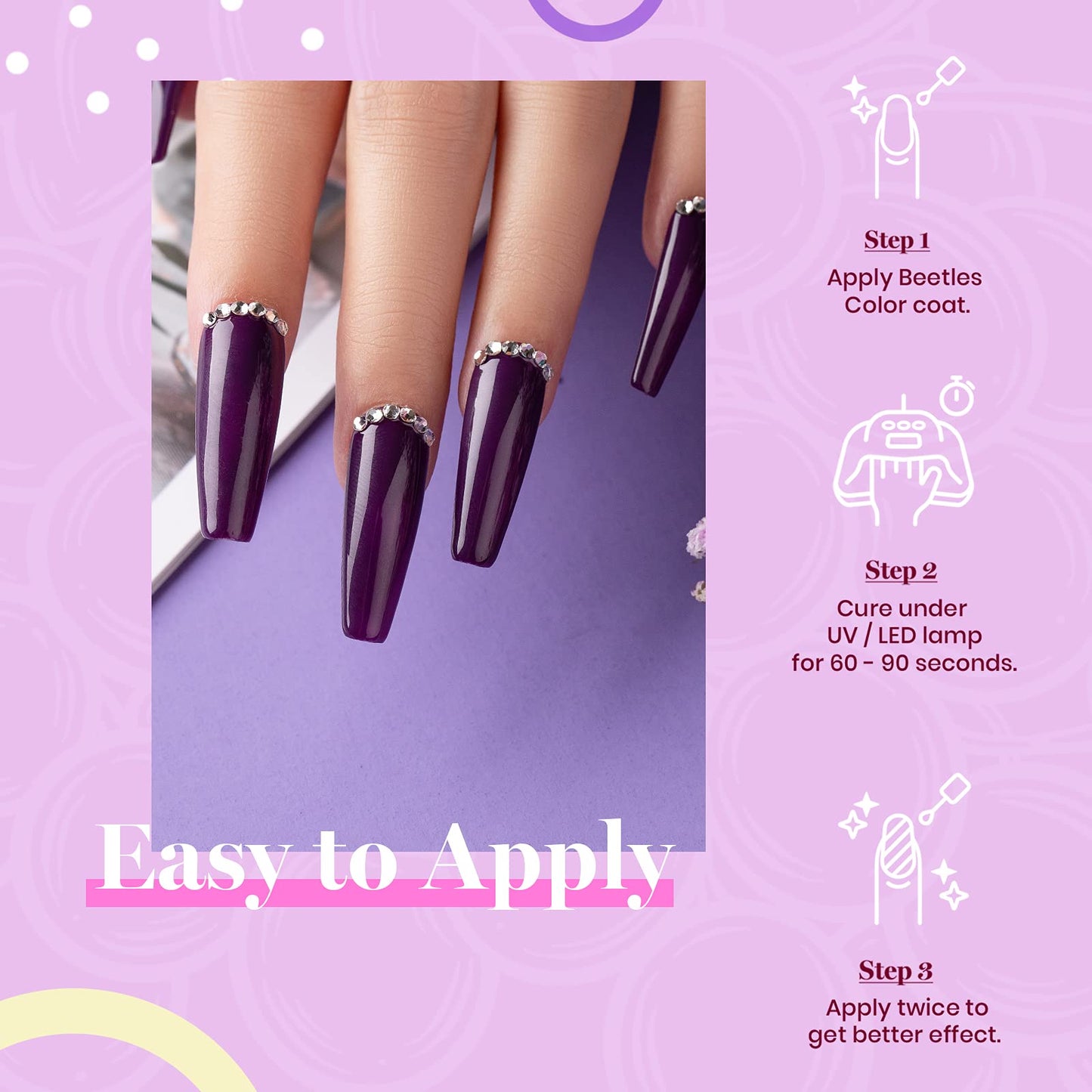 Beetles Purple Gel Nail Polish Set, 6 Colors Gel Polish Purple Glitter Pastel Pink lavender Nail Polish Soak Off U v LED Gel Nail Kit Diy Nail Art Manicure at Home Gift for Women, 2024 New Trend