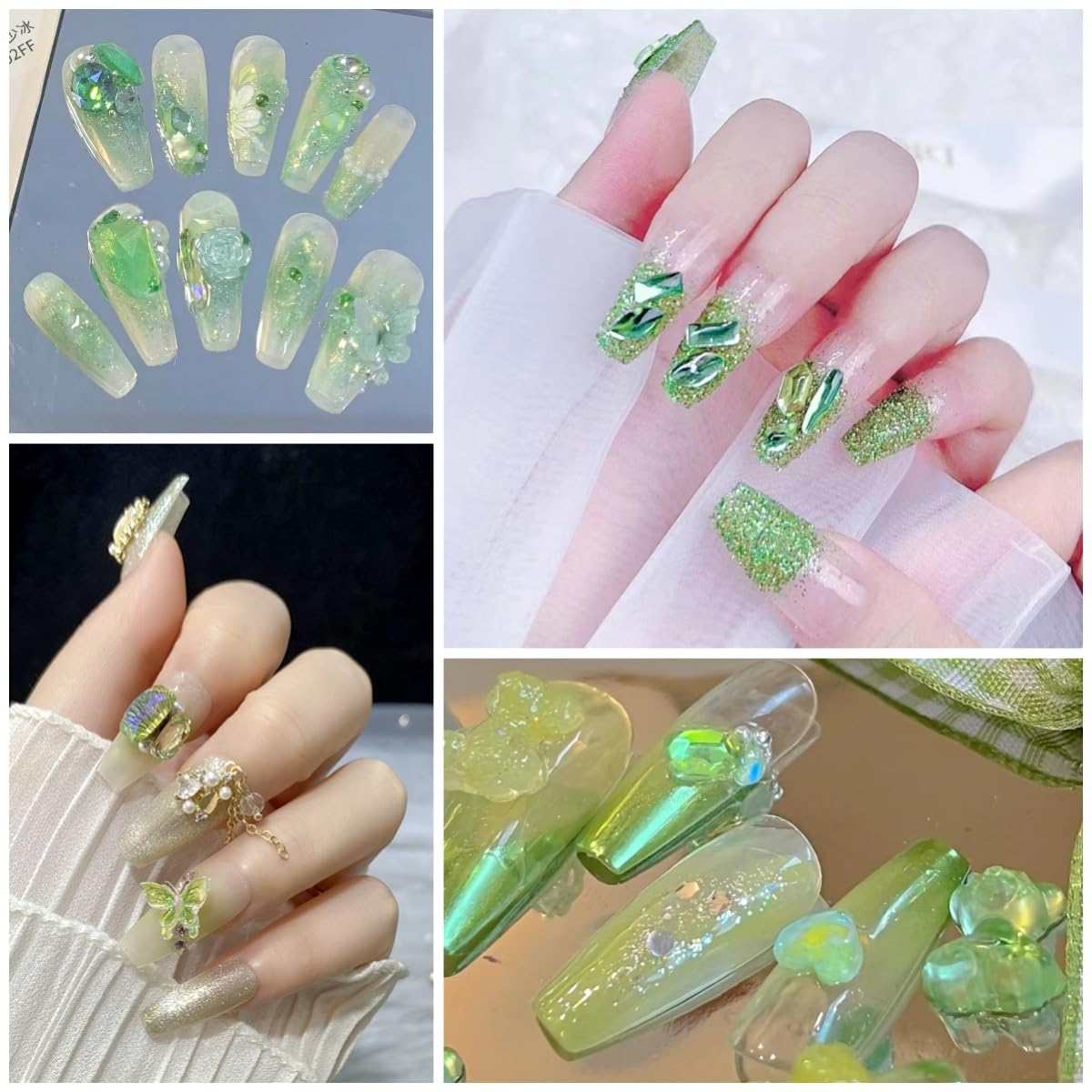 Umillars 460pcs 3D Resin Nail Art Charms with 950pcs Special Shape Nail Rhinestones Flatback Rhinestones Nail Art Slices Acrylic Hollow Beads Nail Art Sequins Mini Flowers for Nail Art Designs Craft